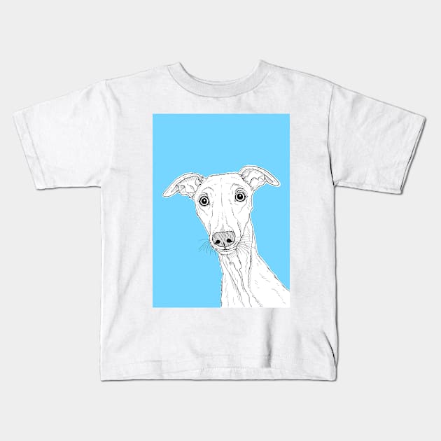 Whippet Dog Portrait Kids T-Shirt by AdamRegester